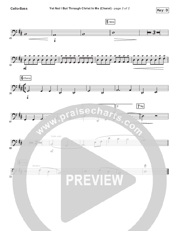 Yet Not I But Through Christ In Me (Choral Anthem SATB) Cello/Bass (CityAlight / Arr. Luke Gambill)