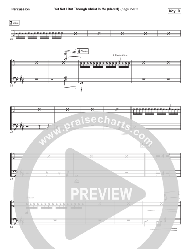 Yet Not I But Through Christ In Me (Choral Anthem SATB) Percussion (CityAlight / Arr. Luke Gambill)