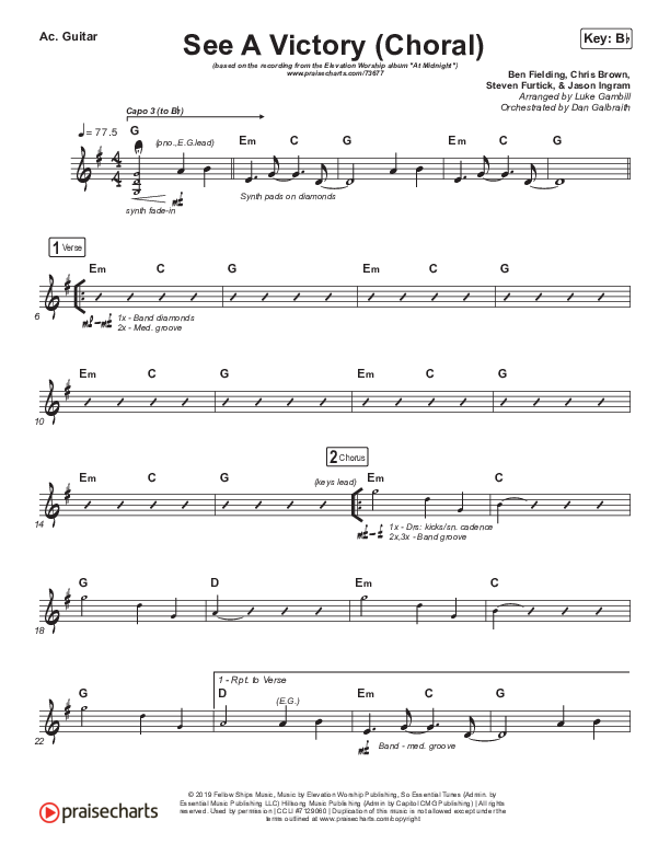 See A Victory (Choral Anthem SATB) Acoustic Guitar (Elevation Worship / Arr. Luke Gambill)