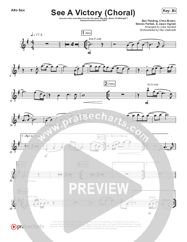 See A Victory (Choral Anthem SATB) Alto Sax (Elevation Worship / Arr. Luke Gambill)