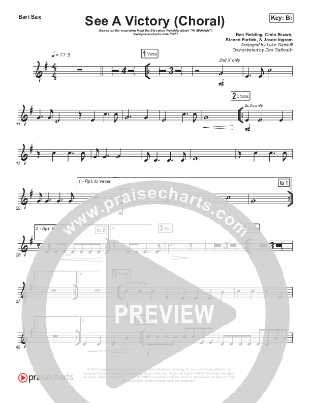 See A Victory (Choral Anthem SATB) Bari Sax (Elevation Worship / Arr. Luke Gambill)