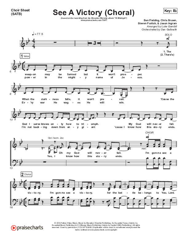 See A Victory (Choral Anthem SATB) Choir Sheet (SATB) (Elevation Worship / Arr. Luke Gambill)