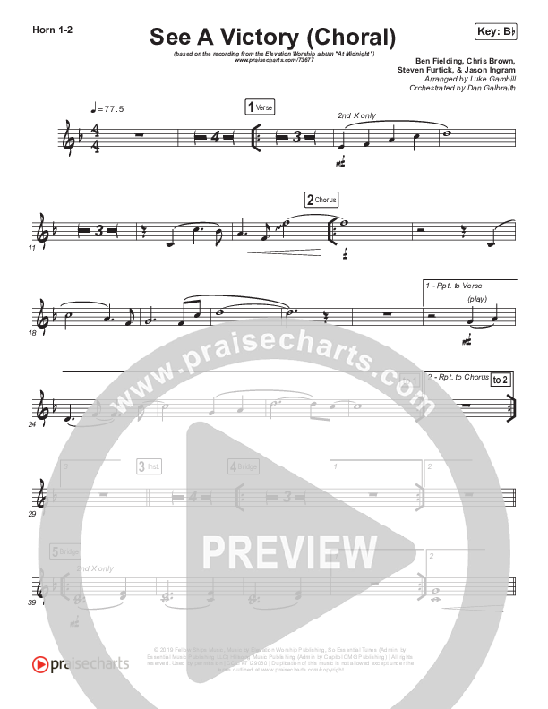 See A Victory (Choral Anthem SATB) French Horn 1/2 (Elevation Worship / Arr. Luke Gambill)