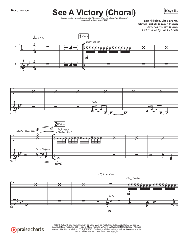 See A Victory (Choral Anthem SATB) Percussion (Elevation Worship / Arr. Luke Gambill)