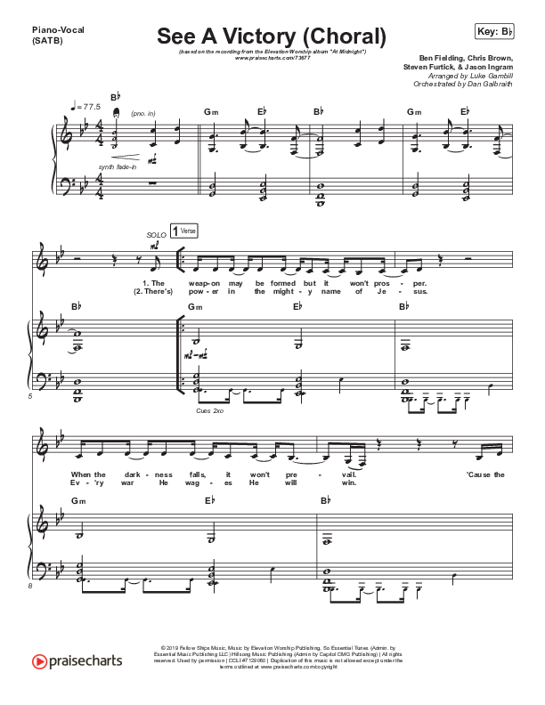 See A Victory (Choral Anthem SATB) Piano/Vocal (SATB) (Elevation Worship / Arr. Luke Gambill)
