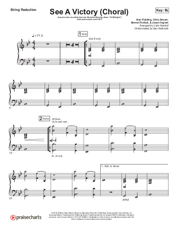 See A Victory (Choral Anthem SATB) String Pack (Elevation Worship / Arr. Luke Gambill)