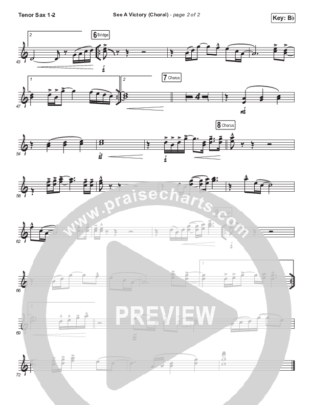See A Victory (Choral Anthem SATB) Tenor Sax 1/2 (Elevation Worship / Arr. Luke Gambill)