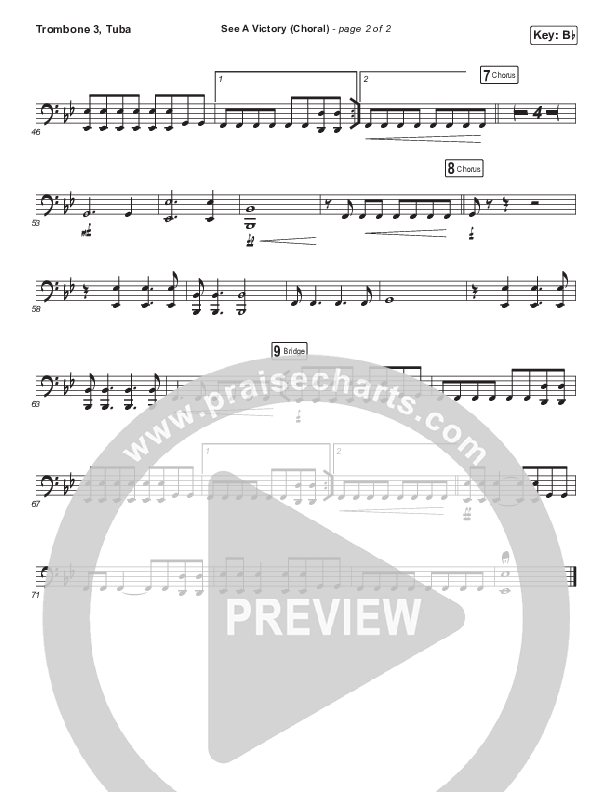 See A Victory (Choral Anthem SATB) Trombone 3/Tuba (Elevation Worship / Arr. Luke Gambill)