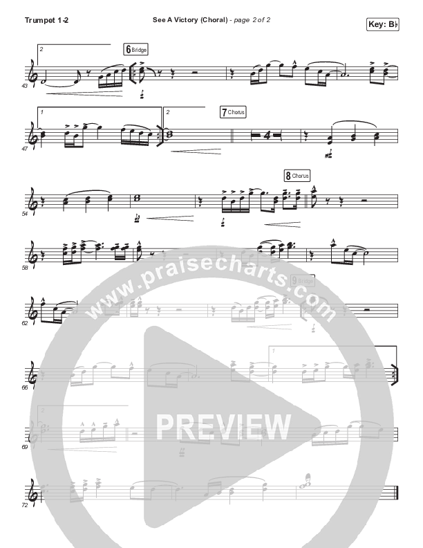 See A Victory (Choral Anthem SATB) Trumpet 1,2 (Elevation Worship / Arr. Luke Gambill)