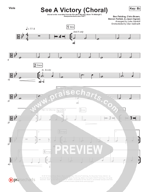 See A Victory (Choral Anthem SATB) Viola (Elevation Worship / Arr. Luke Gambill)