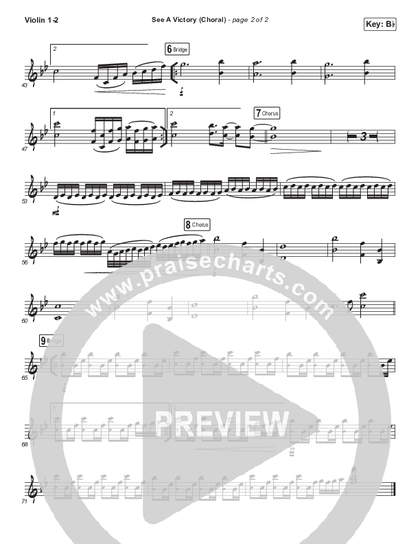 See A Victory (Choral Anthem SATB) Violin 1/2 (Elevation Worship / Arr. Luke Gambill)