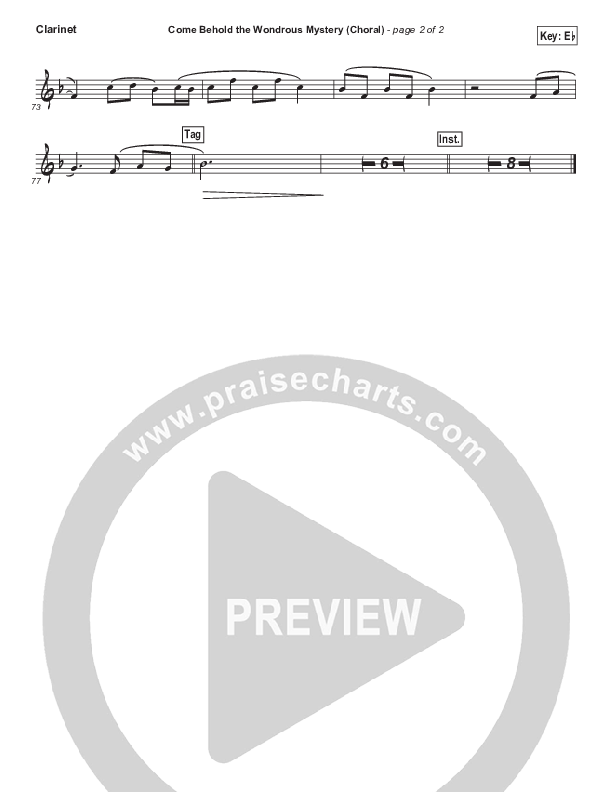Come Behold The Wondrous Mystery (Choral Anthem SATB) Clarinet (Matt Boswell / Arr. Luke Gambill)
