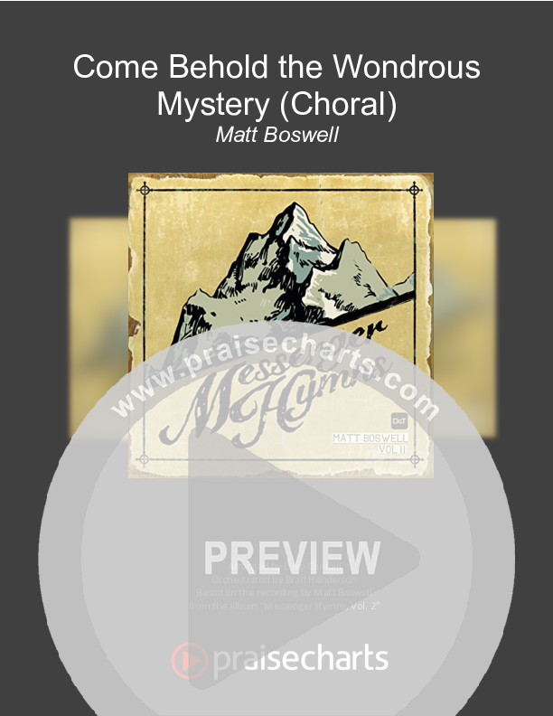 Come Behold The Wondrous Mystery (Choral Anthem SATB) Orchestration (Matt Boswell / Arr. Luke Gambill)