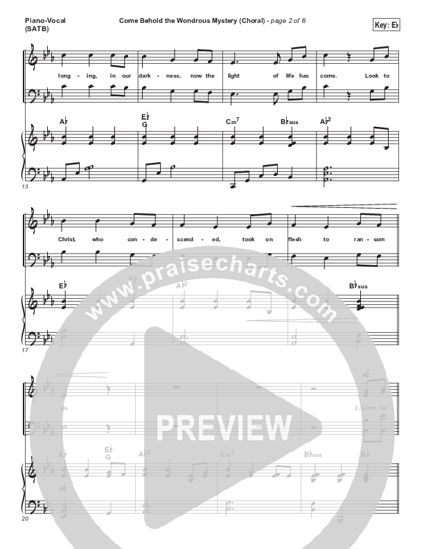 Come Behold The Wondrous Mystery (Choral Anthem SATB) Piano/Choir (SATB) (Matt Boswell / Arr. Luke Gambill)