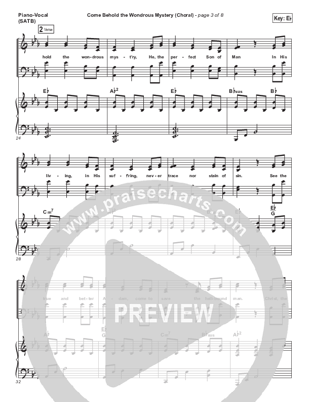 Come Behold The Wondrous Mystery (Choral Anthem SATB) Piano/Vocal (SATB) (Matt Boswell / Arr. Luke Gambill)