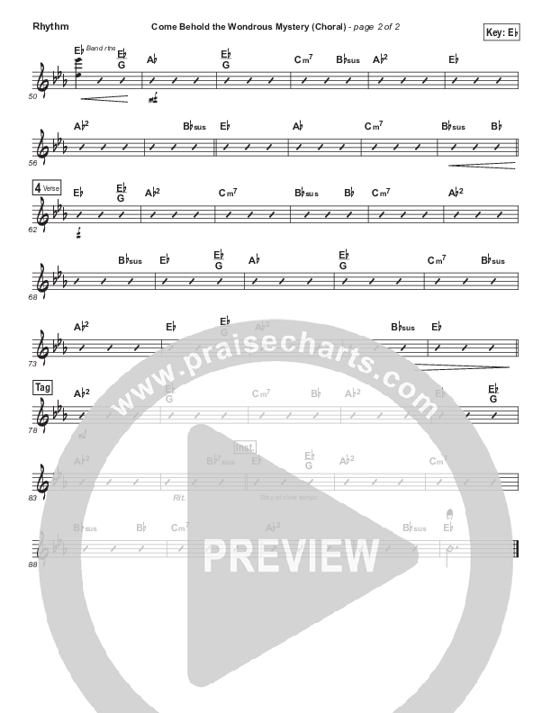 Come Behold The Wondrous Mystery (Choral Anthem SATB) Rhythm Chart (Matt Boswell / Arr. Luke Gambill)