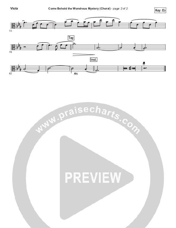Come Behold The Wondrous Mystery (Choral Anthem SATB) Viola (Matt Boswell / Arr. Luke Gambill)