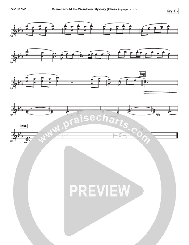 Come Behold The Wondrous Mystery (Choral Anthem SATB) Violin 1/2 (Matt Boswell / Arr. Luke Gambill)