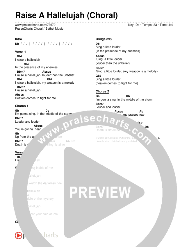 Raise A Hallelujah (Studio) (Worship Choir SAB) Chords & Lyrics (Bethel Music / Arr. Luke Gambill)