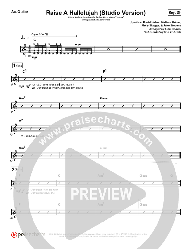 Raise A Hallelujah (Studio) (Worship Choir SAB) Rhythm Chart (Bethel Music / Arr. Luke Gambill)