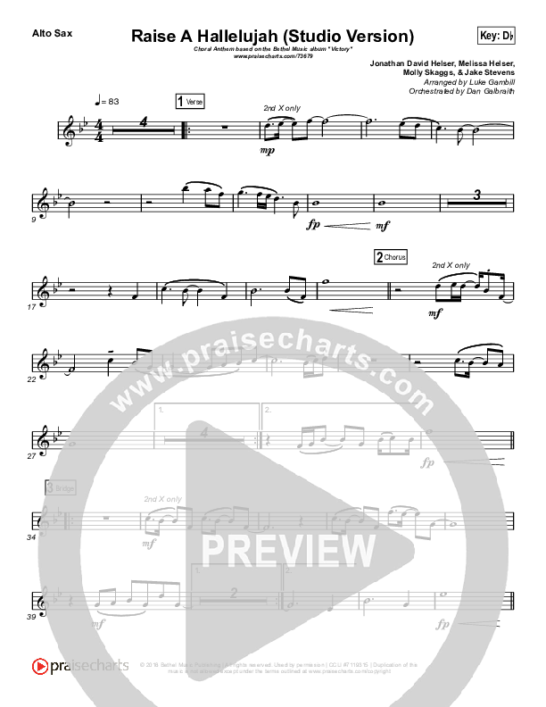 Raise A Hallelujah (Studio) (Worship Choir SAB) Alto Sax (Bethel Music / Arr. Luke Gambill)