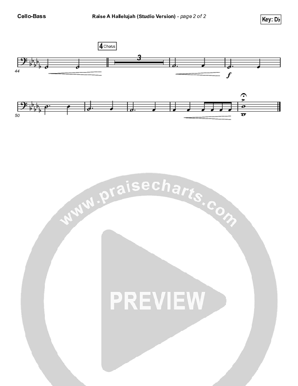 Raise A Hallelujah (Studio) (Worship Choir SAB) Cello/Bass (Bethel Music / Arr. Luke Gambill)