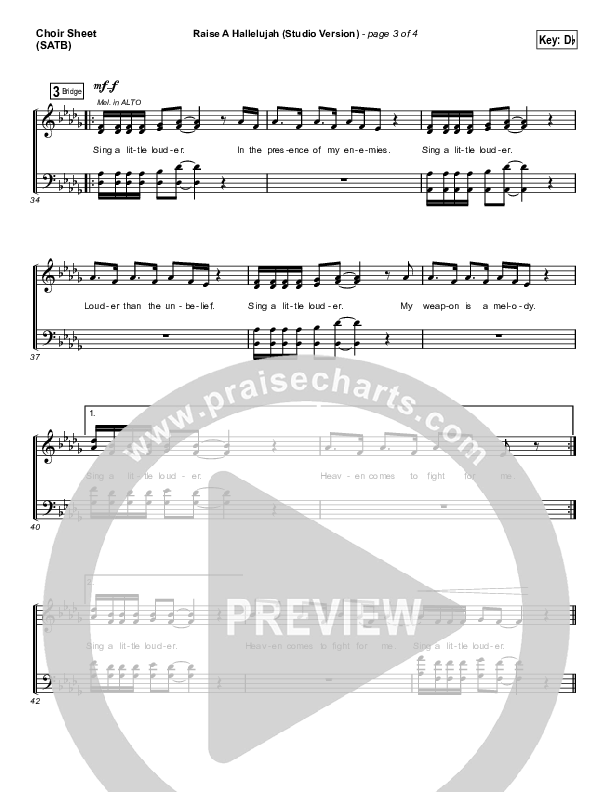 Raise A Hallelujah (Studio) (Worship Choir SAB) Choir Sheet (SATB) (Bethel Music / Arr. Luke Gambill)