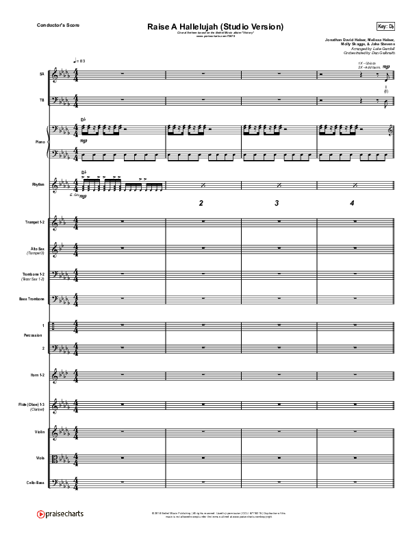 Raise A Hallelujah (Studio) (Worship Choir SAB) Orchestration (Bethel Music / Arr. Luke Gambill)