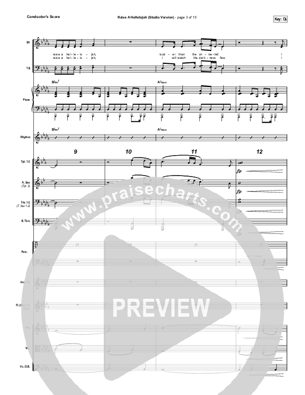 Raise A Hallelujah (Studio) (Worship Choir SAB) Conductor's Score (Bethel Music / Arr. Luke Gambill)