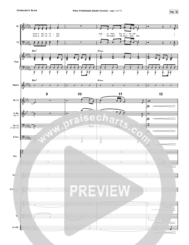Raise A Hallelujah (Studio) (Worship Choir SAB) Conductor's Score (Bethel Music / Arr. Luke Gambill)