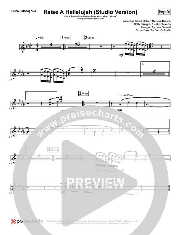 Raise A Hallelujah (Studio) (Worship Choir SAB) Wind Pack (Bethel Music / Arr. Luke Gambill)