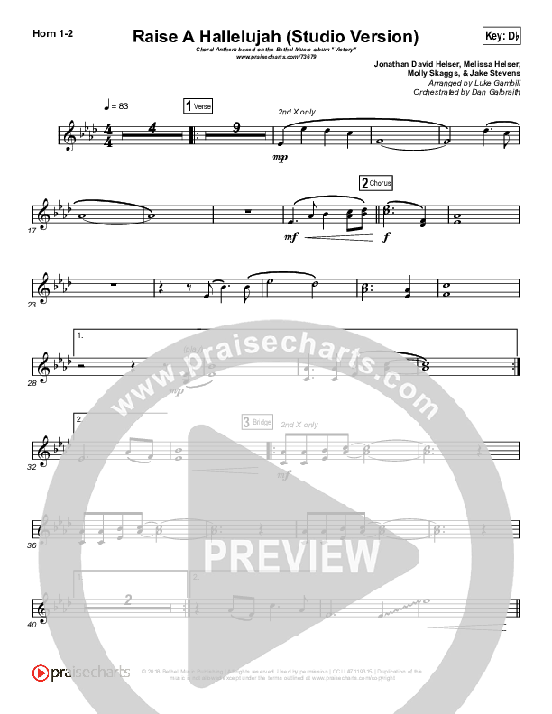 Raise A Hallelujah (Studio) (Worship Choir SAB) Brass Pack (Bethel Music / Arr. Luke Gambill)