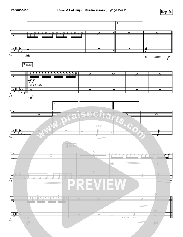 Raise A Hallelujah (Studio) (Worship Choir SAB) Percussion (Bethel Music / Arr. Luke Gambill)