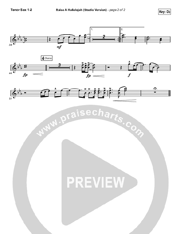 Raise A Hallelujah (Studio) (Worship Choir SAB) Tenor Sax 1/2 (Bethel Music / Arr. Luke Gambill)