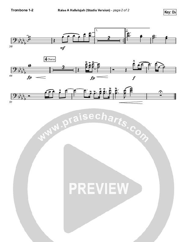 Raise A Hallelujah (Studio) (Worship Choir SAB) Trombone 1/2 (Bethel Music / Arr. Luke Gambill)