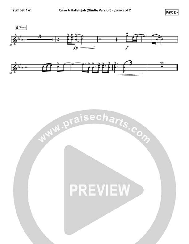 Raise A Hallelujah (Studio) (Worship Choir SAB) Trumpet 1,2 (Bethel Music / Arr. Luke Gambill)
