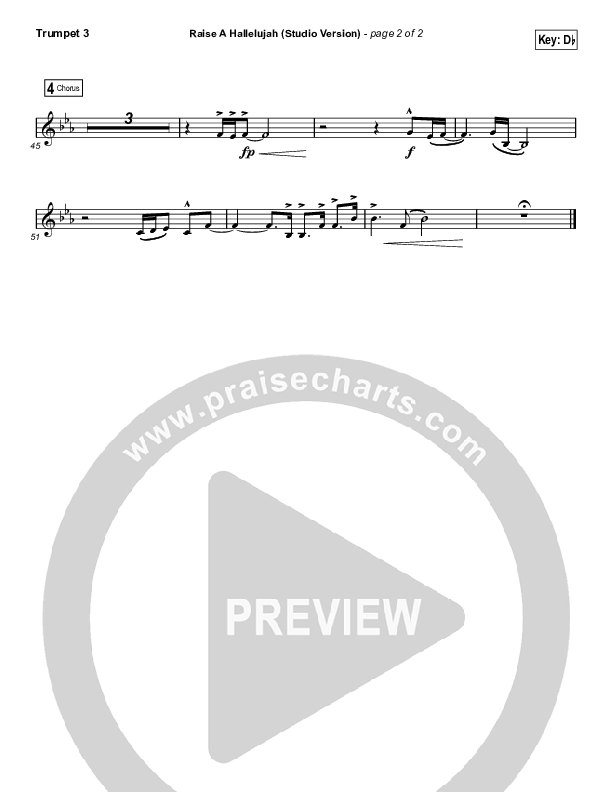 Raise A Hallelujah (Studio) (Worship Choir SAB) Trumpet 3 (Bethel Music / Arr. Luke Gambill)