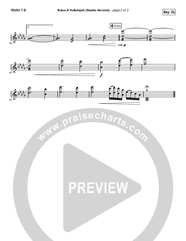 Raise A Hallelujah (Studio) (Worship Choir SAB) Violin 1/2 (Bethel Music / Arr. Luke Gambill)