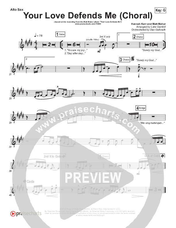 Your Love Defends Me (Choral Anthem SATB) Alto Sax (Matt Maher / Arr. Luke Gambill)