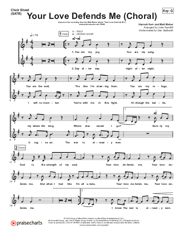 Your Love Defends Me (Choral Anthem SATB) Choir Vocals (SATB) (Matt Maher / Arr. Luke Gambill)