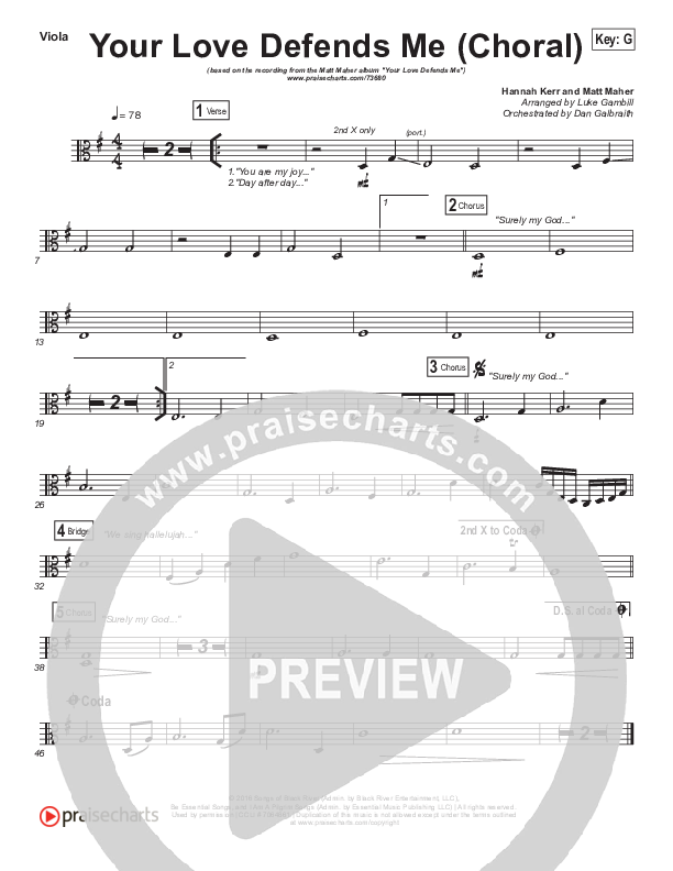 Your Love Defends Me (Choral Anthem SATB) Viola (Matt Maher / Arr. Luke Gambill)