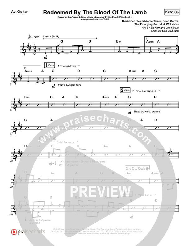 Redeemed By The Blood Of The Lamb Rhythm Chart (People & Songs / Sean Carter / Melanie Tierce / David Gentiles)