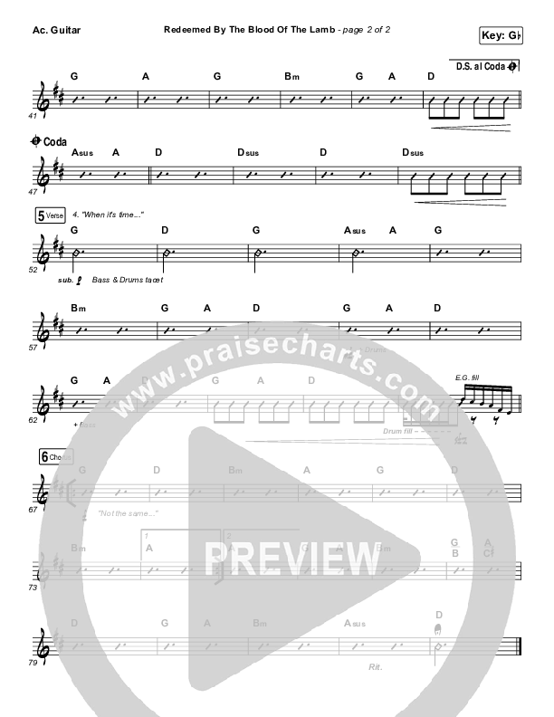 Redeemed By The Blood Of The Lamb Acoustic Guitar (People & Songs / Sean Carter / Melanie Tierce / David Gentiles)