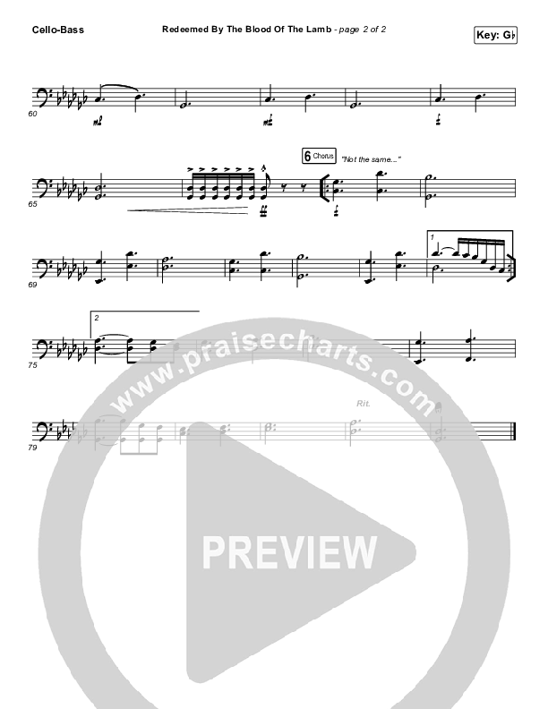 Redeemed By The Blood Of The Lamb Cello/Bass (People & Songs / Sean Carter / Melanie Tierce / David Gentiles)