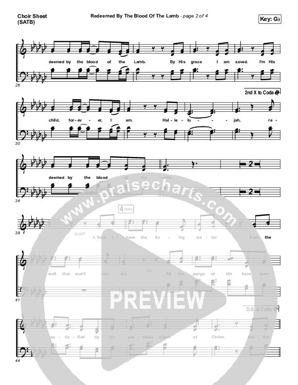 Redeemed By The Blood Of The Lamb Choir Vocals (SATB) (People & Songs / Sean Carter / Melanie Tierce / David Gentiles)