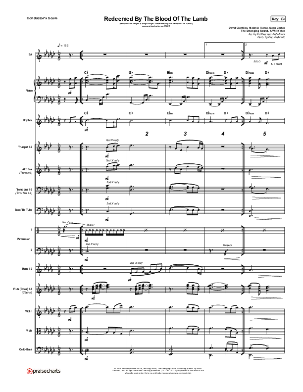Redeemed By The Blood Of The Lamb Conductor's Score (People & Songs / Sean Carter / Melanie Tierce / David Gentiles)