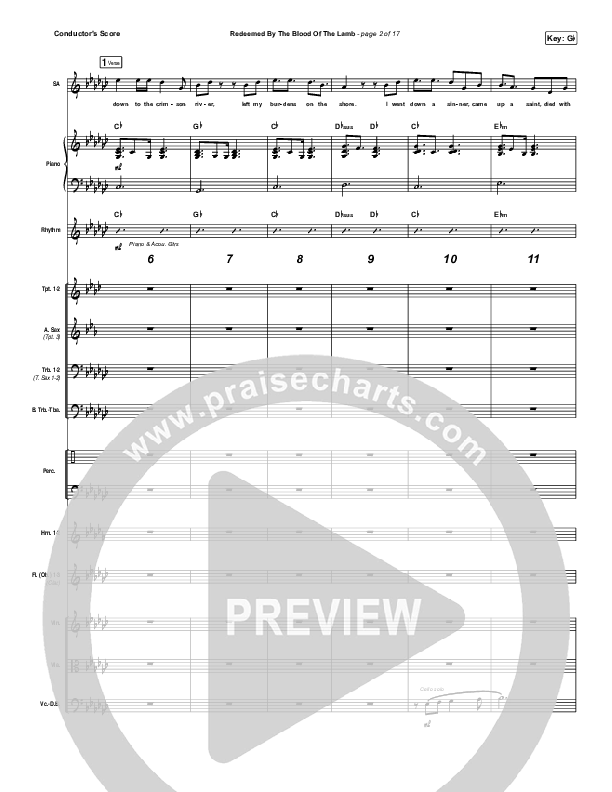 Redeemed By The Blood Of The Lamb Conductor's Score (People & Songs / Sean Carter / Melanie Tierce / David Gentiles)