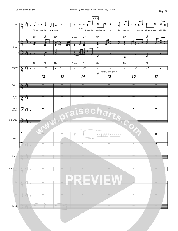 Redeemed By The Blood Of The Lamb Conductor's Score (People & Songs / Sean Carter / Melanie Tierce / David Gentiles)