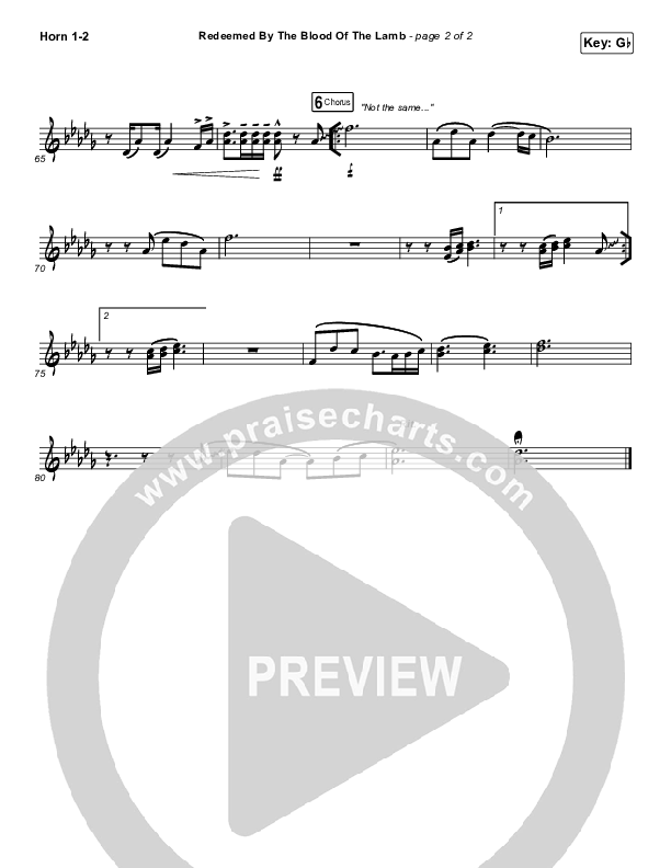 Redeemed By The Blood Of The Lamb French Horn 1/2 (People & Songs / Sean Carter / Melanie Tierce / David Gentiles)