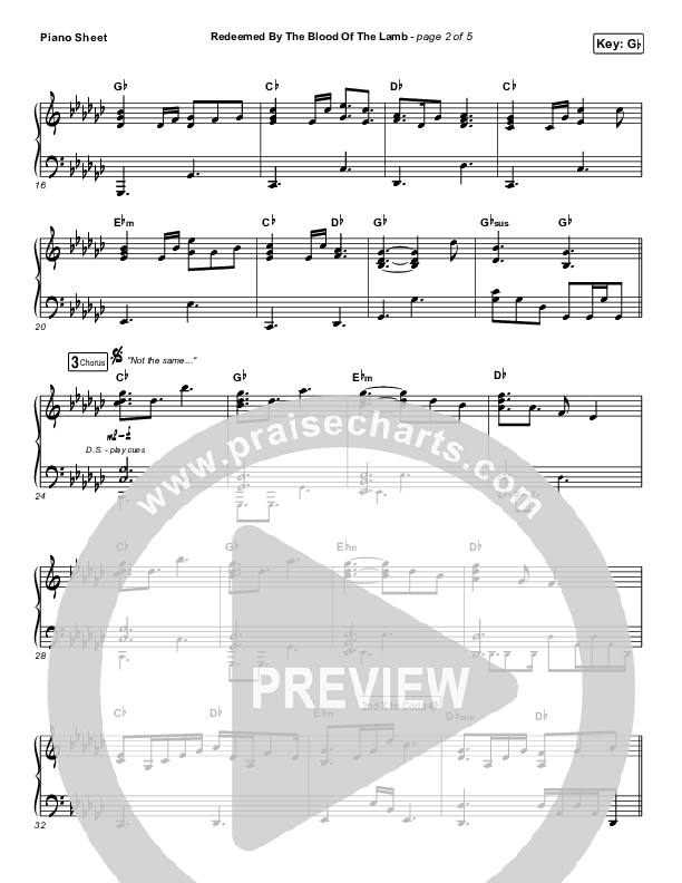 Redeemed By The Blood Of The Lamb Piano Sheet (People & Songs / Sean Carter / Melanie Tierce / David Gentiles)